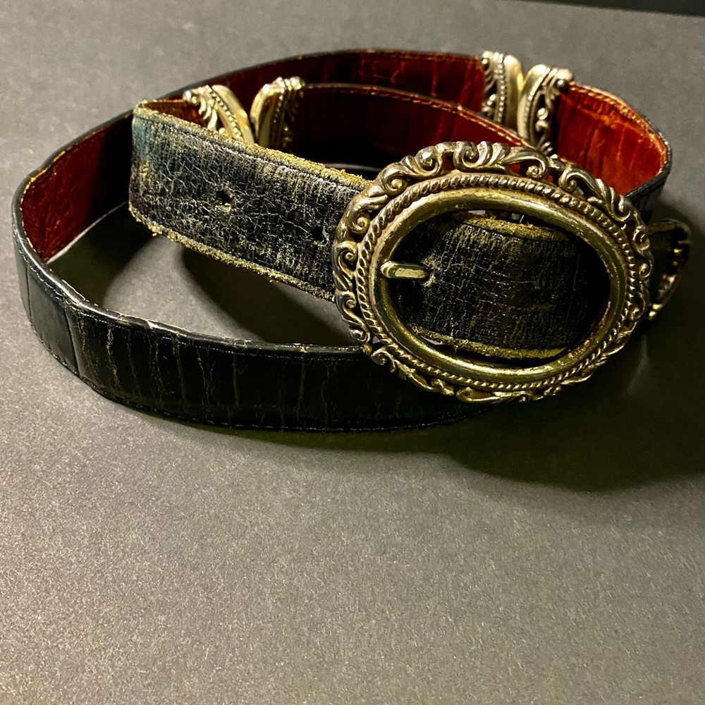 Brighton Black and Brown Belt with Silver Buckle - Picture 2 of 9